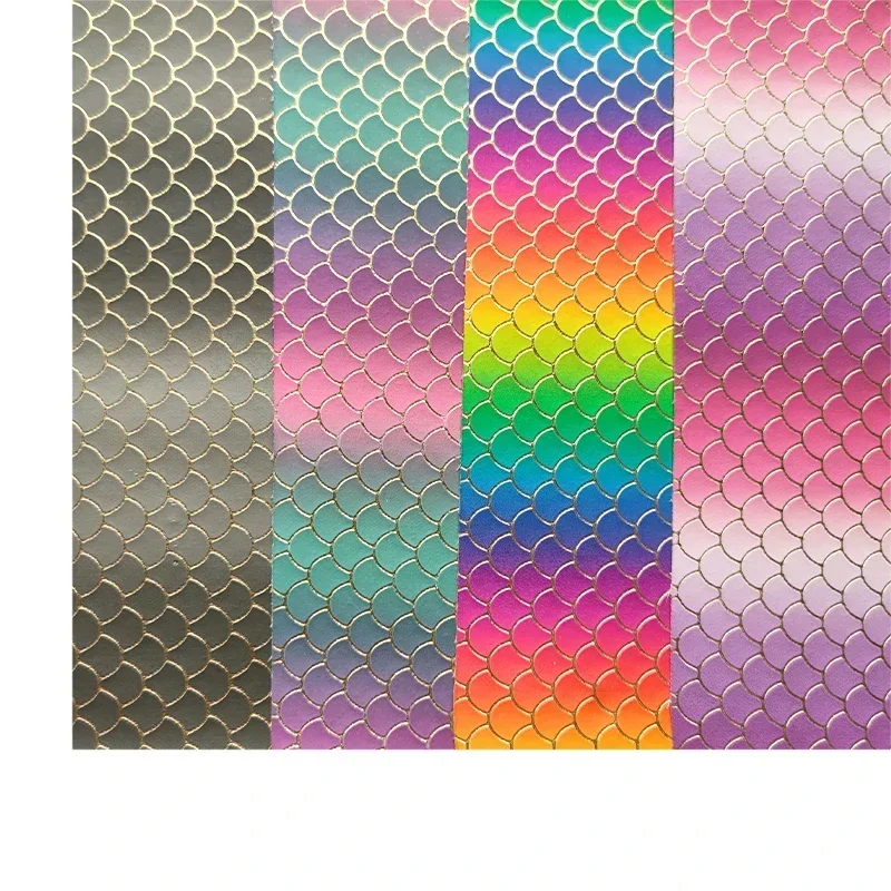 Переливающийся градиентный фотоблестящий искусственный кожаный рулон ткани для