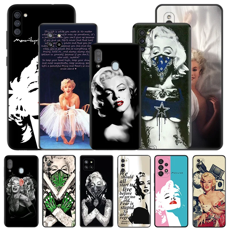 

Marilyn Monroe Silicone Black Phone Cases for Samsung Galaxy A54 5G A04 A03 A34 A01 A02 A50 A70 A40 A30 A20 S A10 E Cover