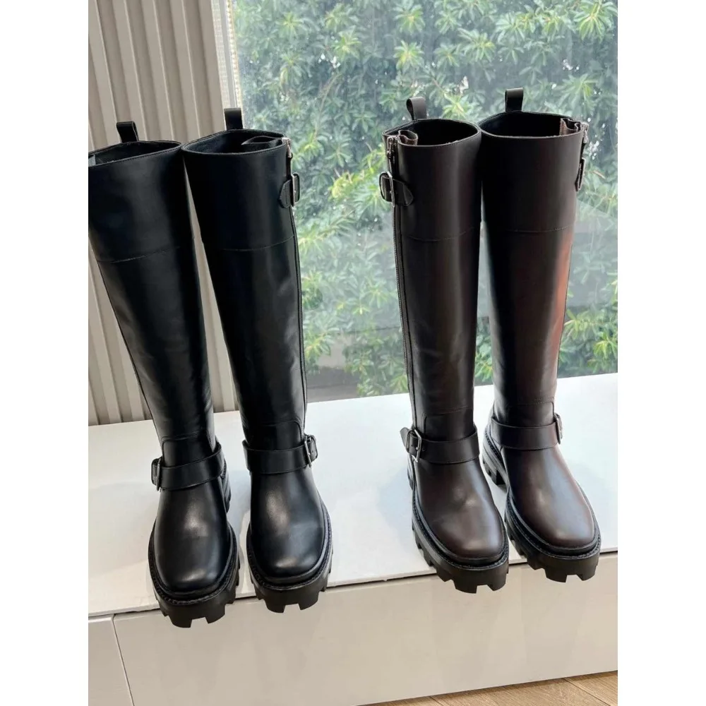 NIGO женские осенне-зимние модные трендовые ботинки для верховой езды с пряжкой на