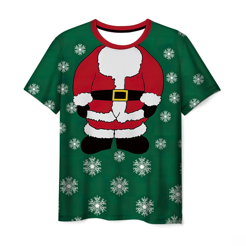 

Christmas Men Women Funny Cartoon Santa Claus Graphic Print T-Shirt Fashion Streetwear Oversized Top Kids T-shirt Christmas Gift