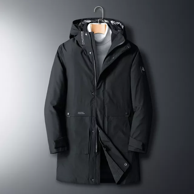 New2022 Mens Down Jacket New Winter Fashion Down Coat Male Hooded Thick Warm Parkas Man Big Pockets Windbreaker Outerwear Plus s