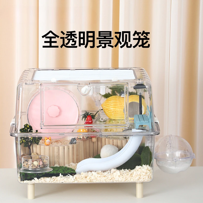 

golden wire bear cabin, flower branch mouse DIY, fully transparent, super large luxury villa, large acrylic supplies