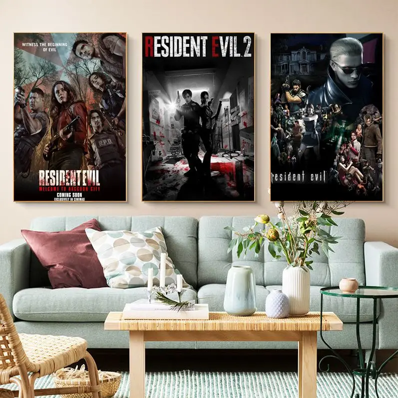 

R--Resident-E-Evil Movie Sticky Posters Waterproof Paper Sticker Coffee House Bar Kawaii Room Decor