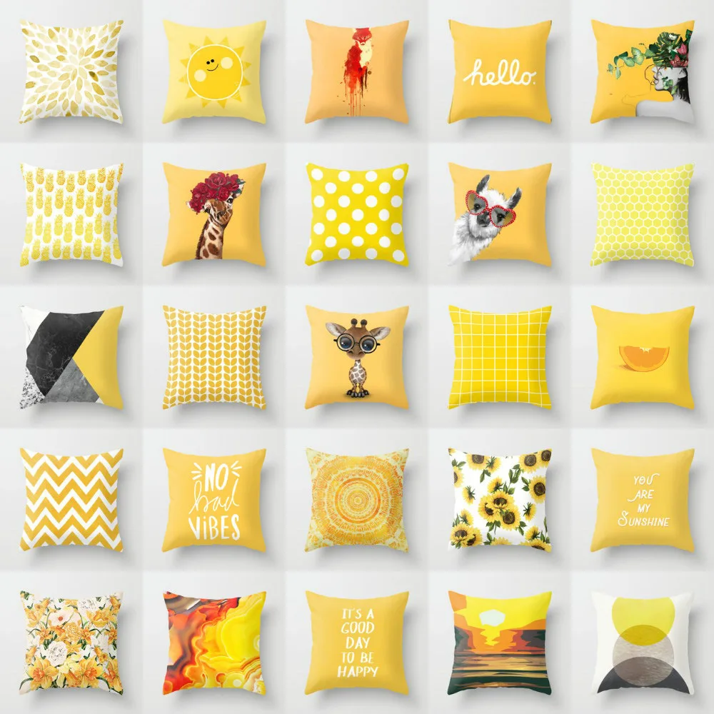

Geometric Yellow Giraffe Animal Design Cushion Cover 45x45cm Decorative Pillowcase Home Decor Living Room Sofa Pillow Covers