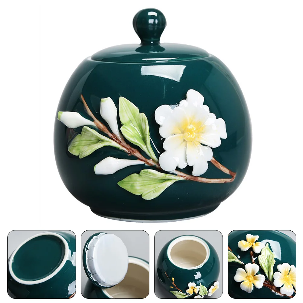 

Tea Jar Container Coffee Canister Ceramic Porcelain Sugar Bottle Spices Powder Protein Loose Flower Portablebean Mini Storage