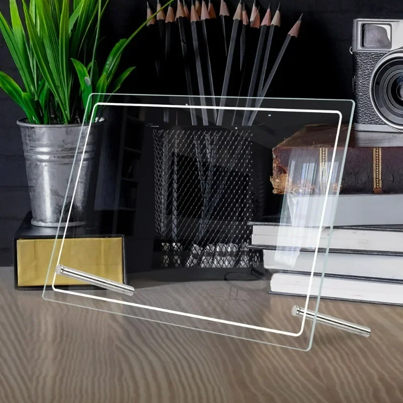 3D прозрачная акриловая настольная белая доска для офисных записей и со стираемой
