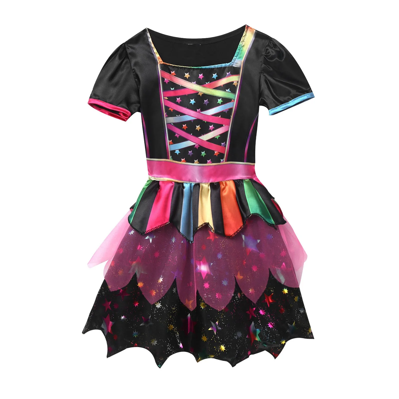 

Halloween Witch Costume Wand Dress Up Clothes For Role Play Gilttering Stars Carnival Cosplay Dress With Pointed Hat Kid Suit