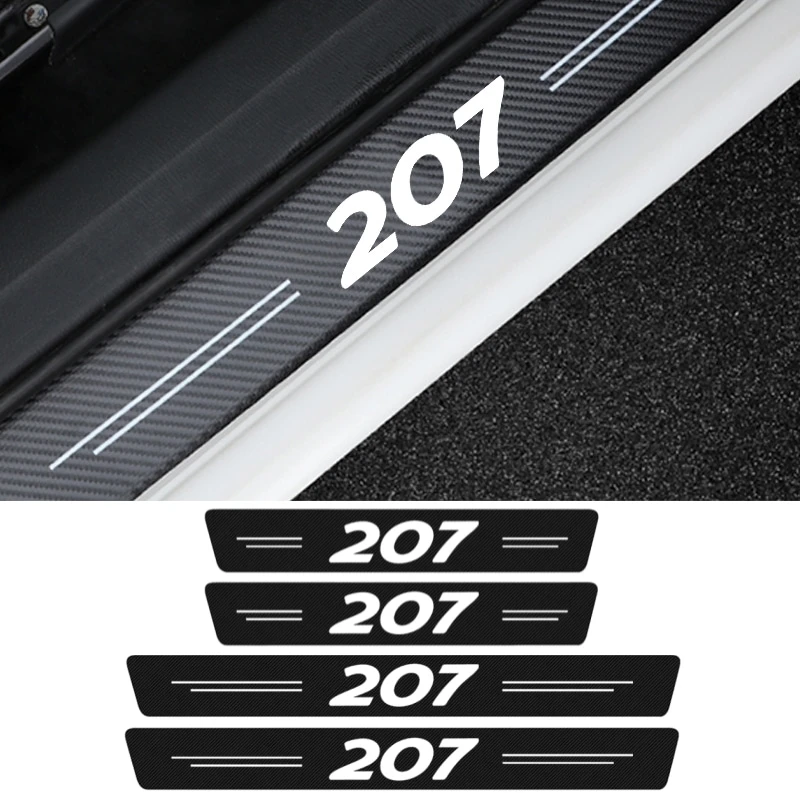 

4PCS Car Door Threshold Sill Protector Sticker Decals for Peugeot 207 307 3008 308 208 206 407 508 2008 107 5008 106 Accessories