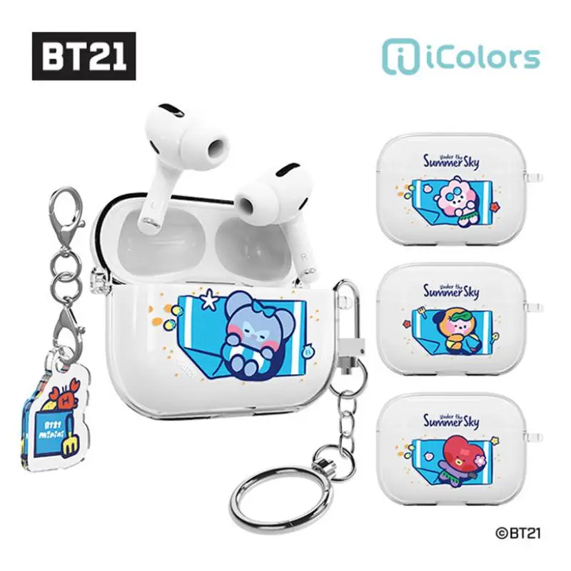 

Чехол для наушников bt21 для Apple Airpods 1 2 3 Pro, мультяшный аниме беспроводной чехол для Bluetooth наушников, противоударный Рождественский подарок