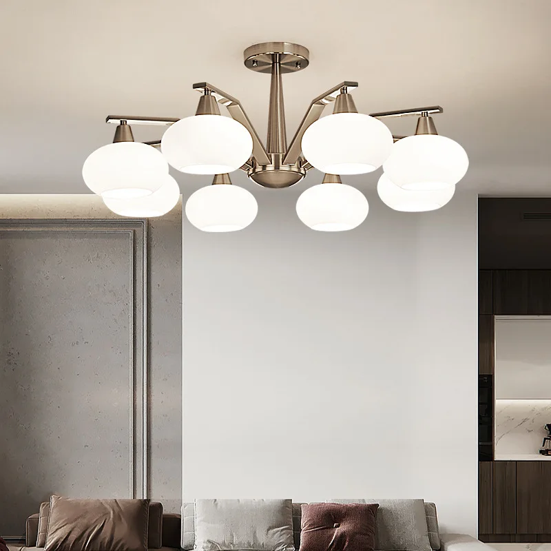 Современные блестящие никелевые металлические светодиодные люстры освещение