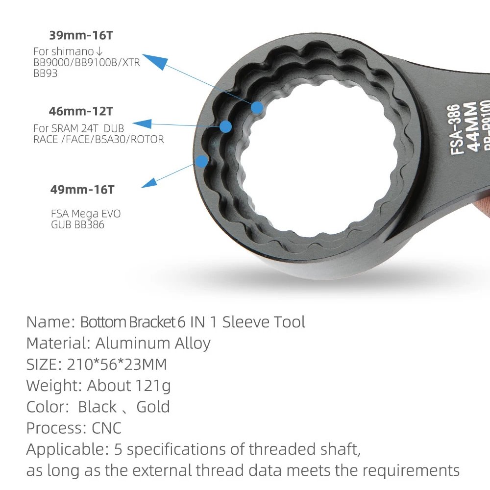 Инструмент для снятия каретки велосипеда DUB Ключ BB 6 в 1 BB51 BB52 BB91 BSA 68 73 BBR60 MT800 BB386 XTR