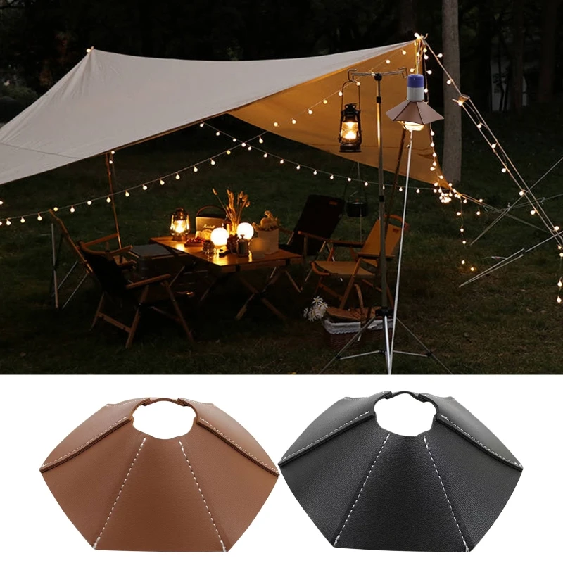 

Lamp Shade Camping PU Leather Lampshade Anti-tip Lamp Cover Spotlight Shade