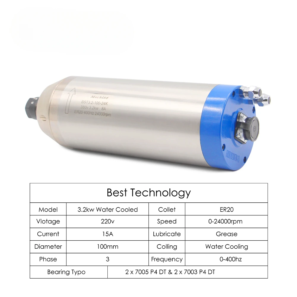 Шпиндель с водяным охлаждением кВт ER20 двигатель шпинделя для гравировального