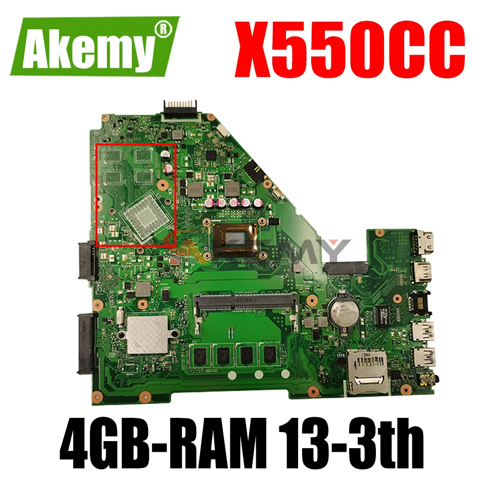 

X550CC Laptop motherboard for ASUS X550CA X550CL R510C Y581C X550C original mainboard 4GB-RAM 13-3th CPU UMA