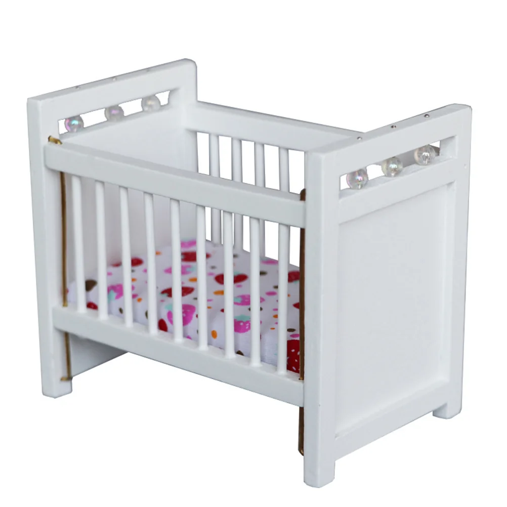 

Baby Toys House Crib Miniature Model Adornment Room Plaything Supplies White
