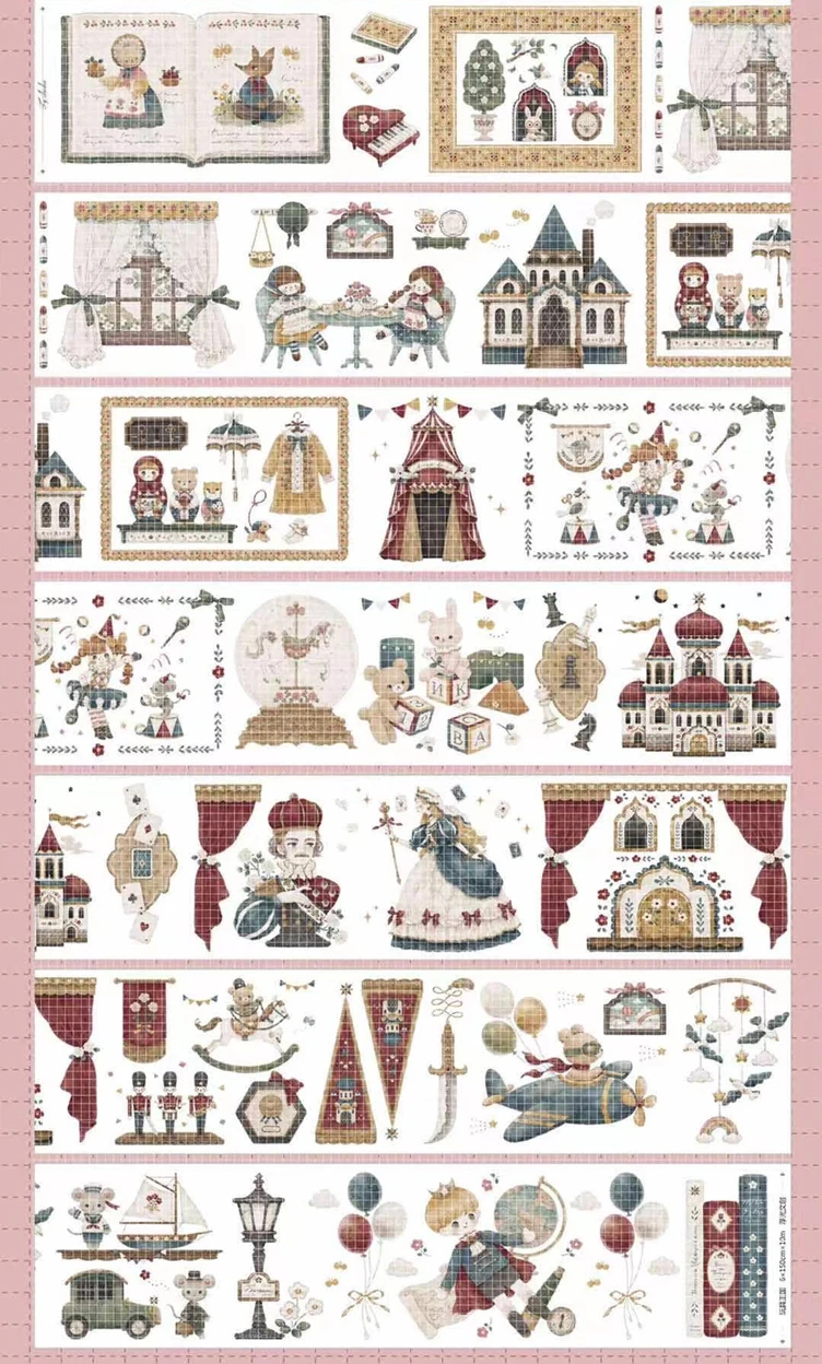 

5m/10m Vintage Style Toys Kingdom Crystal PET Tape Fairy Tales