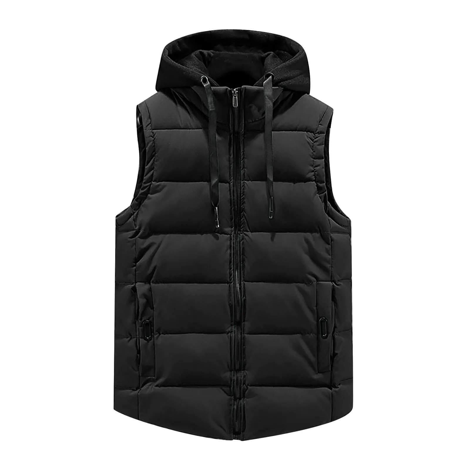 Women's Winter Warm Down Vest Coat Thick Padded Sleevele Outerwear Casual Vest Parka With Hood Zipper Solid Jacket Down Coat