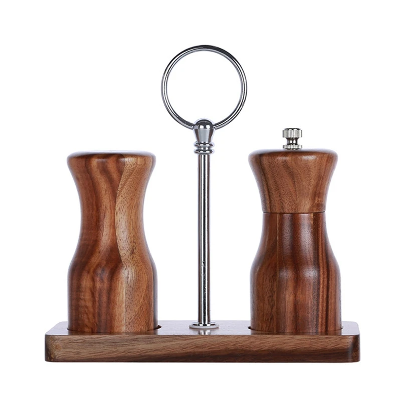 

Manual Pepper Mill Grinder Set Natural Acacia Wood Adjustable Wooden Salt Pepper Mills Salt Shakers Kitchen Tools