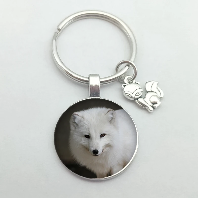 Милый изображение лисы стеклянный выпуклый брелок с милым животным кулон для