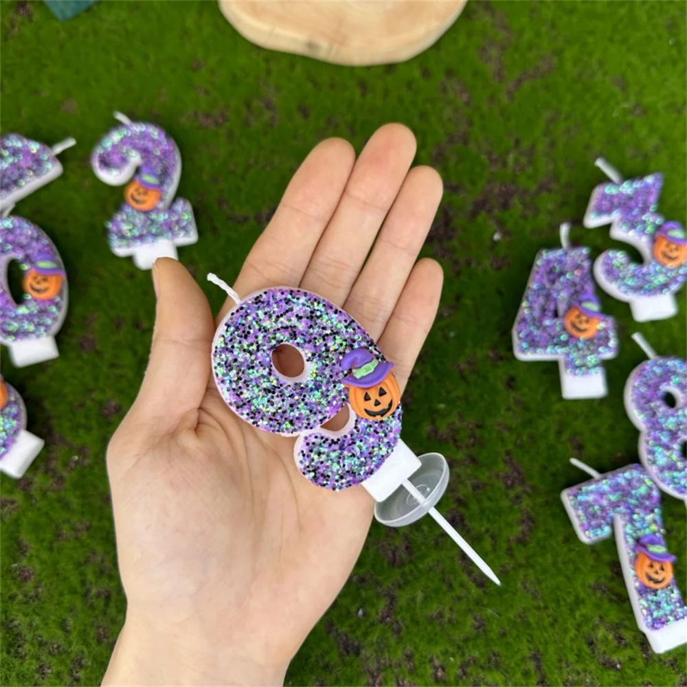 1 шт. новая фантазия на Хэллоуин фиолетовая тыква голова день рождения свеча торт