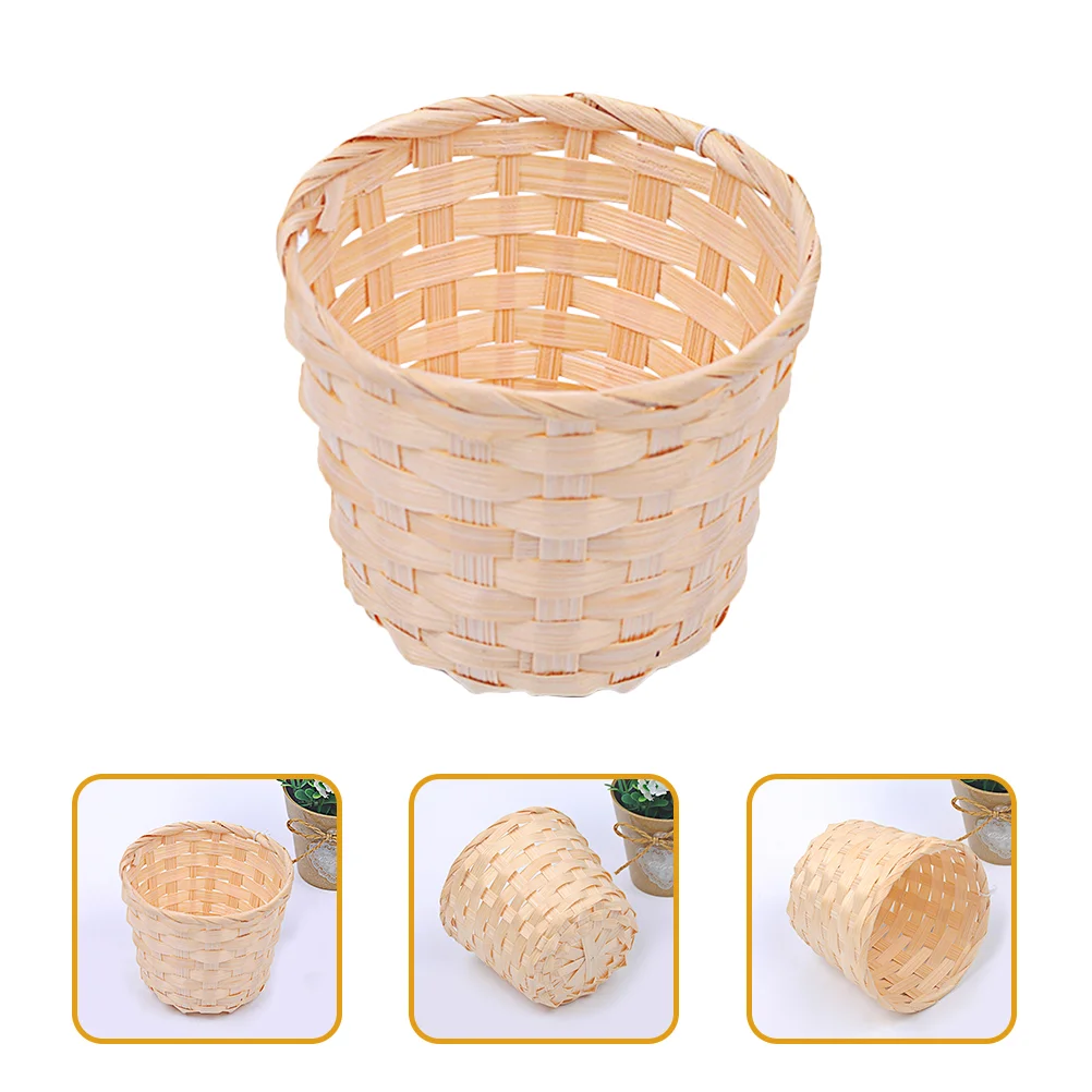 

4 Pcs Tiny Party Favor Container Woven Hamper Mini Baskets Sundries Organizer Round Basket