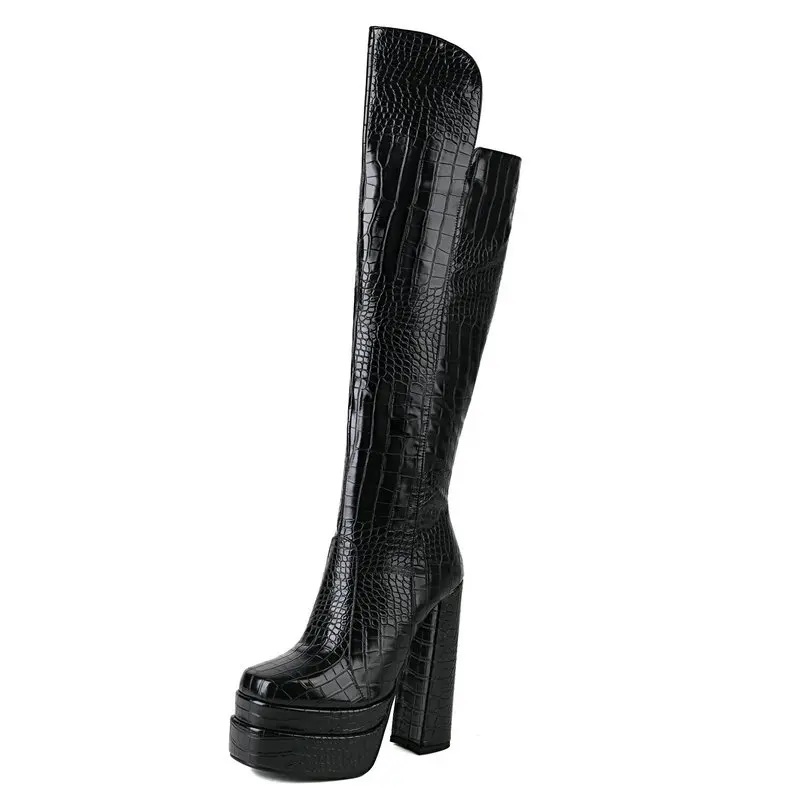 

Женские вечерние сапоги до колена, золотистые, серебристые, зеленые, розовые сапоги на платформе и высоком каблуке для танцев, Осень-зима 2023