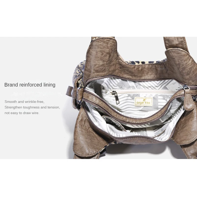 Top Women's Motorcycle Style Crossbody Bag Women's Leopard Print Crossbody Bag Large Capacity Bag Animal Print Shoulder Bag