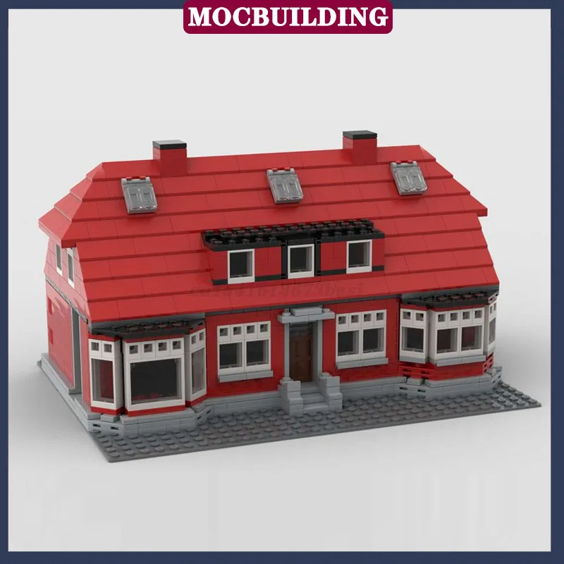 Модель строительного блока MOC Urban Architecture сборка красный дом город Коллекционная