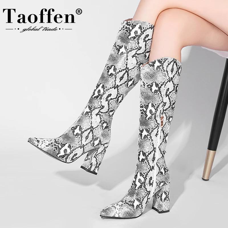 

Taoffen/размеры 32-43; Новое поступление 2023 года; Женские высокие сапоги с острым носком; Зимняя женская обувь; Модные пикантные сапоги до колена н...