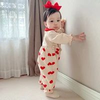 baby onesie spring and autumn female baby fake two big love clothes long sleeved newborn romper baby clothes