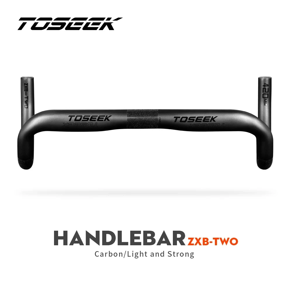 

TOSEEK Road Bike Full Carbon Fiber Handlebar Bent Bar Black Matte Road Bike Carbon Handlebar 380/400/420/440mm External Routing