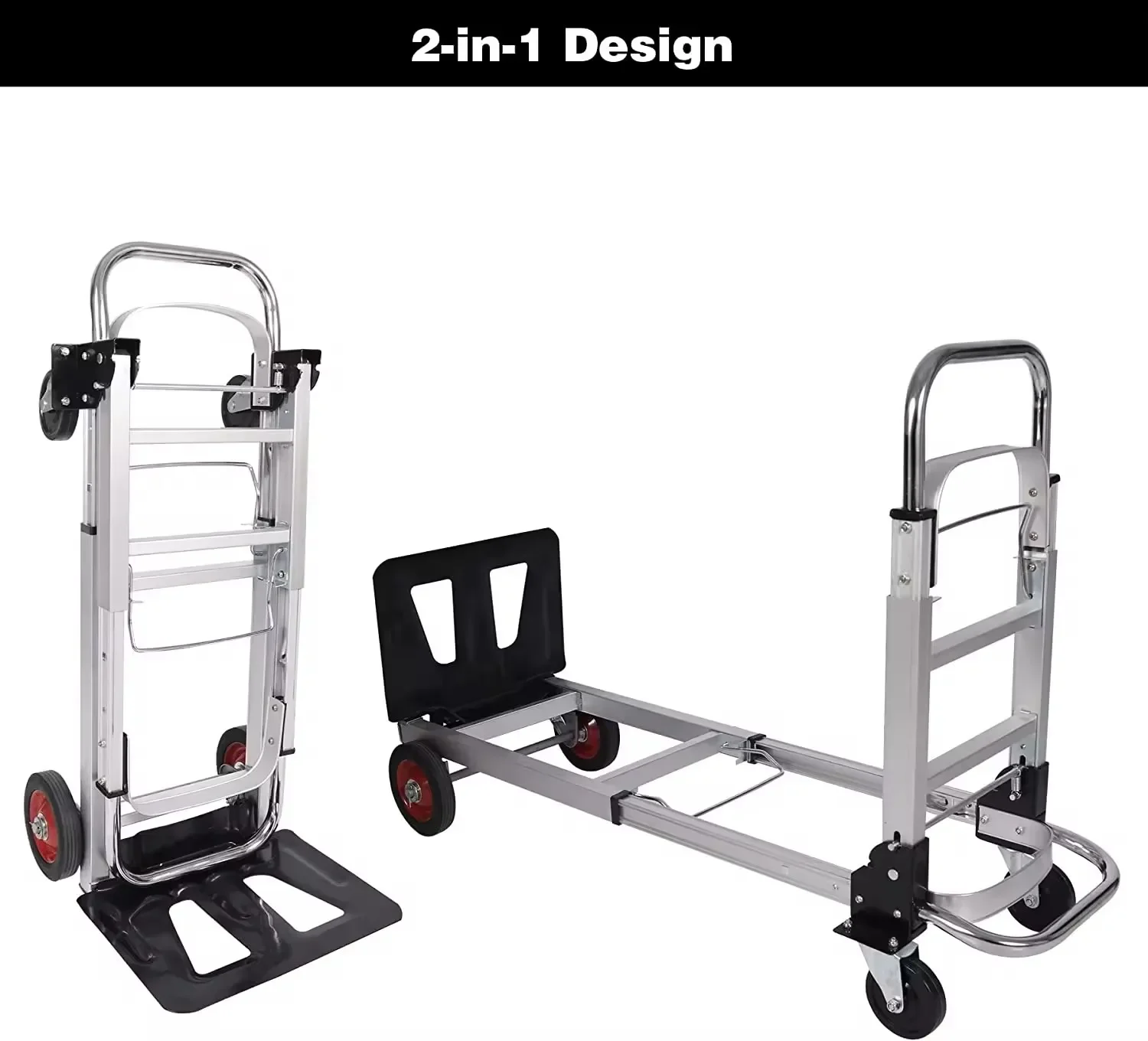 Сверхмощная тележка для багажа 2-в-1 и Портативная растягивающаяся алюминиевая