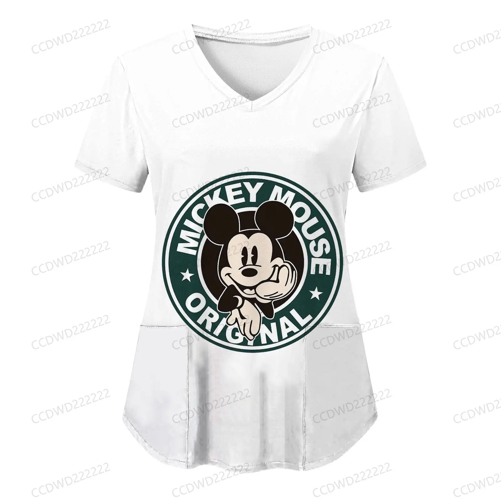 

Женская футболка с V-образным вырезом и карманами, 2023