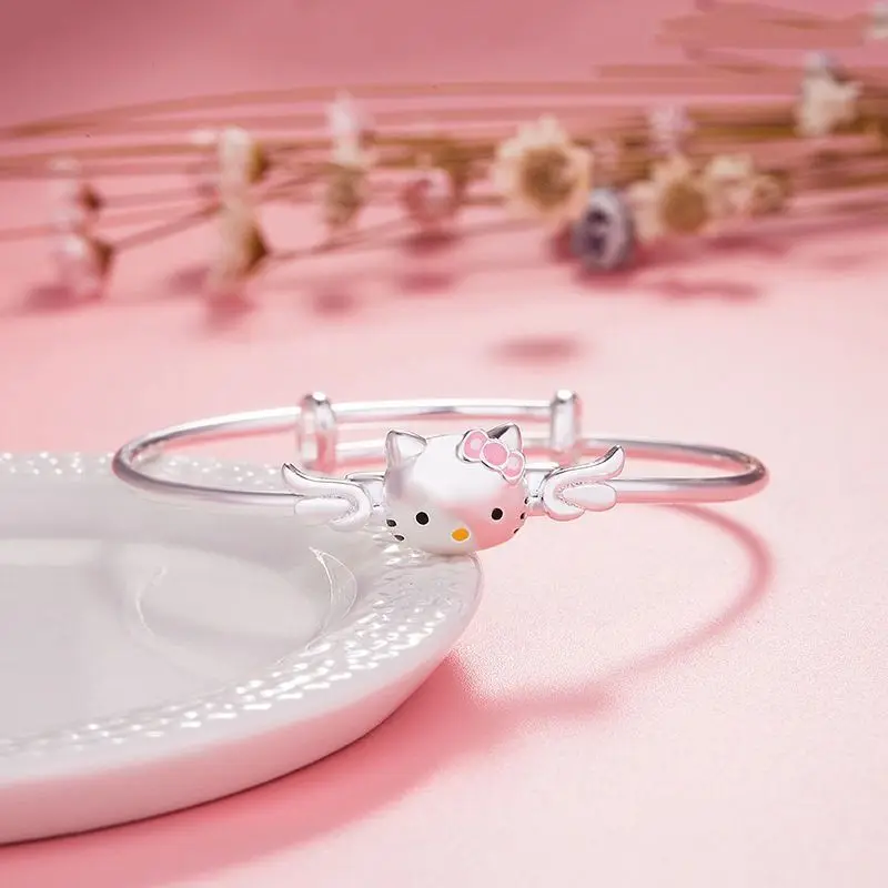 

Hello Kitty 925 Sterling Silver Lucky Bracelet Female Student Bracelet Hello Kitty Baby Children's Birthday Gifts