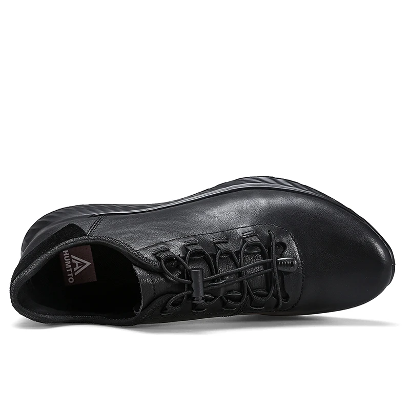 HUMTTO Shoes for Men with Free Shipping Luxury Designer Sports Running Shoes Mens Genuine Leather Black Trainers Sneakers Man