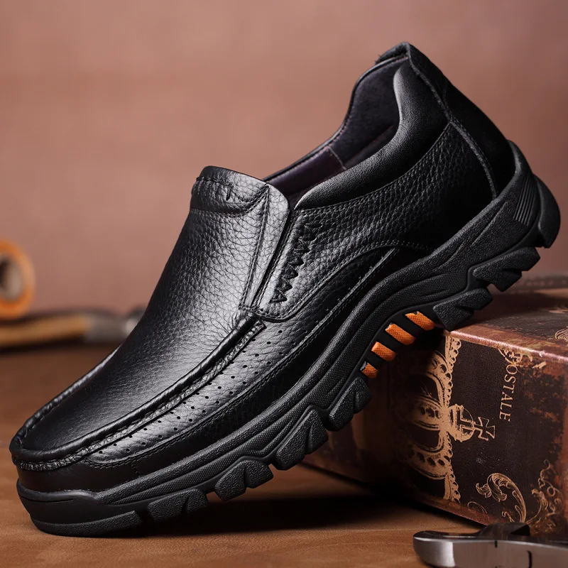 

WEH Genuine Leather Shoes 2022 New Men Loafers Soft Cow Leather Men Casual Shoes Male Footwear Black Brown Slip-on Men Shoes