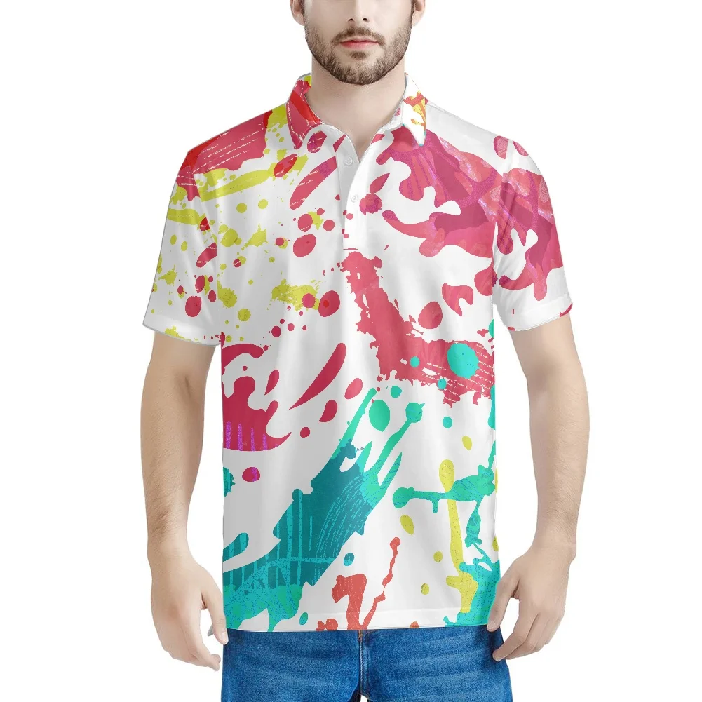 

Мужская летняя рубашка-поло с коротким рукавом и принтом