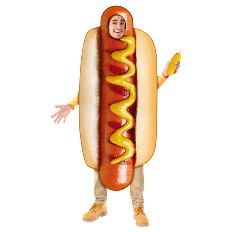

Umorden Unisex Food Sausage Hot Dog Costume Tunic Sponge Suit Adult Men Women Funny Purim Halloween Party Fancy Dress Cosplay