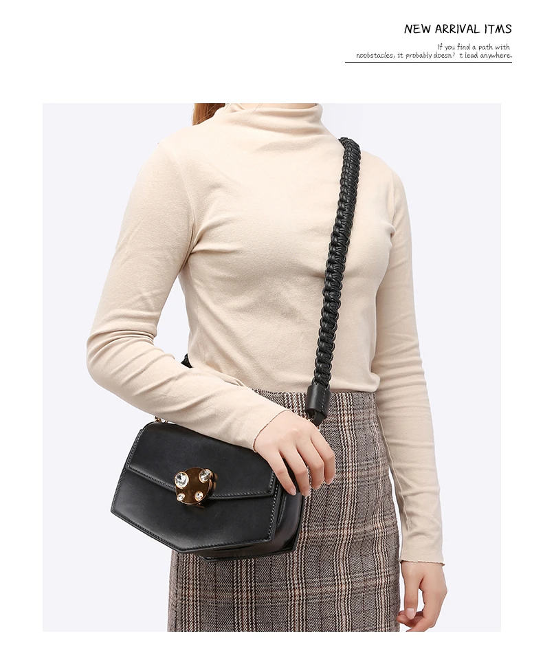 Women's Woven Leather Shoulder Belt Handmade Bag Belt Female Bag Accessories Shoulder Crossbody Bag Strap Handbag Purse Belt
