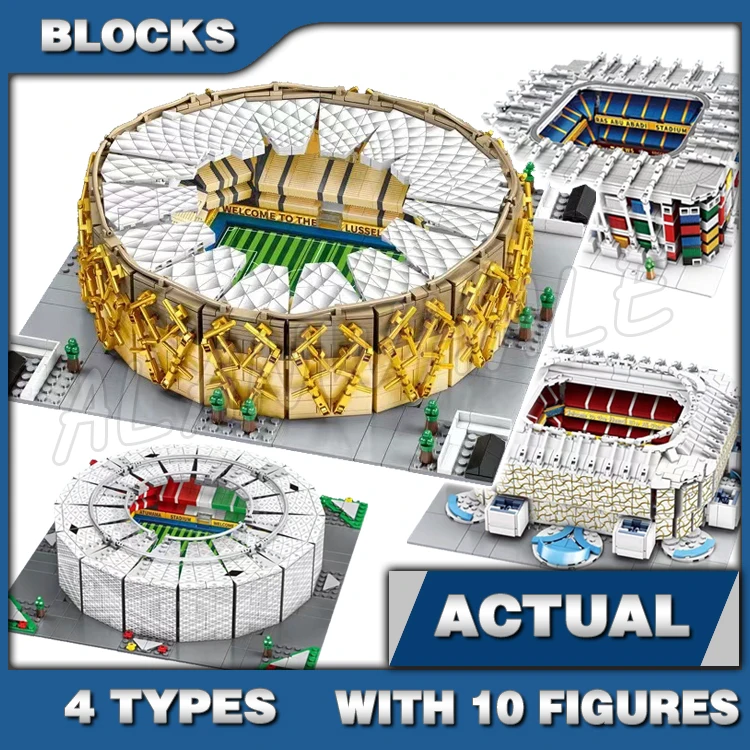 

4Types Sports Football Field Soccer Lusail Acumama Ali Ras Abu Stadiums Grand 6770 Building Block Sets Compatible With Model