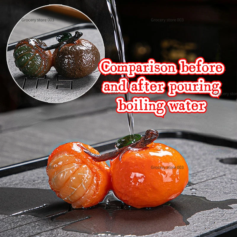 

2022Chinese traditional good intentions Daji Dali tea pet color-changing ceramic small ornaments creative kung fu tea set orange
