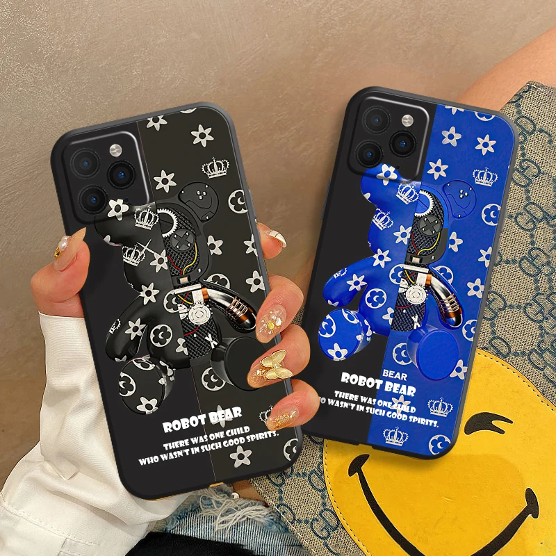 

2022 Bear Fashion Bear For Apple iPhone 11 12 13 Pro 13 12 Mini X XR XS Max 5 6 7 8 Plus Phone Case Liquid Silicone Cover fundas