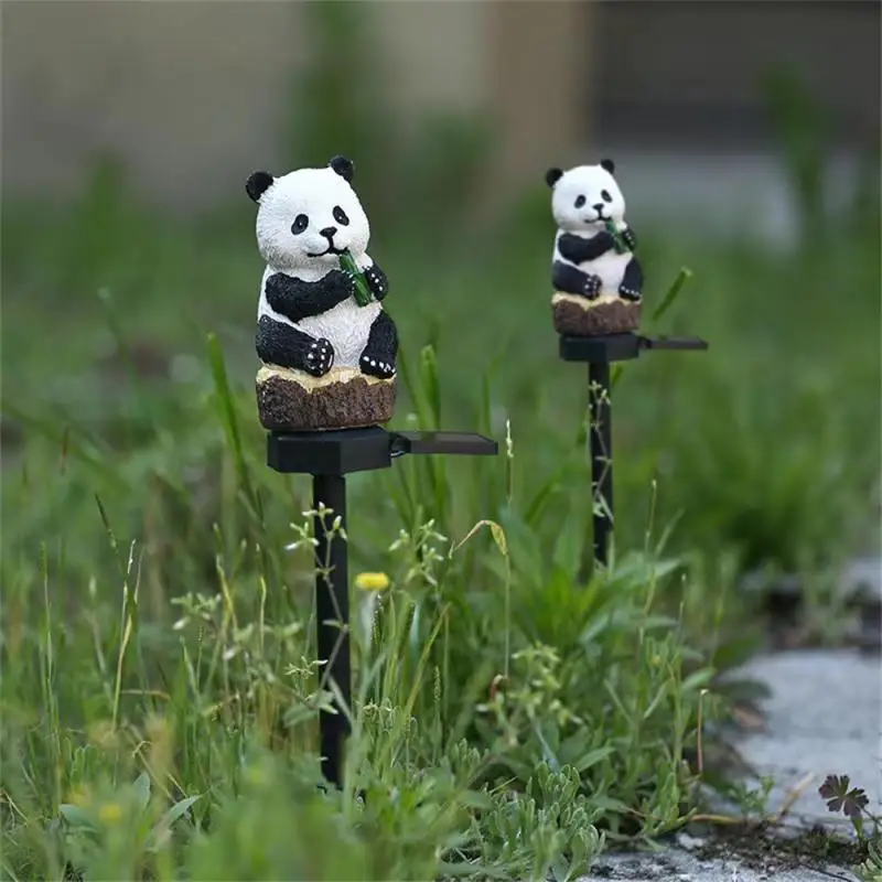 

New Panda Lamp Solar Resin Crafts Lawn Floor Insertion Landscape Lamp Outdoor Courtyard Parks Decoration Intelligent Lamp