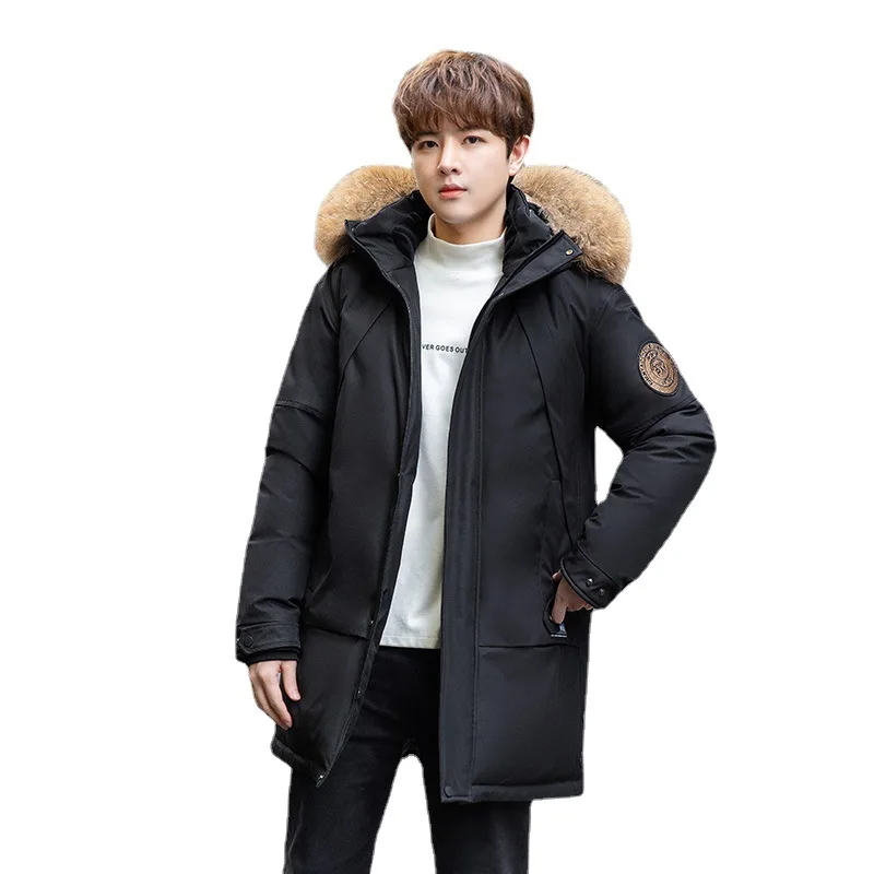 2022 Winter Men's Thicken Warm Puffer Jacket Youth Fashion Big Fur Collar Parkas 90% White Duck Down Coat Snow Windbreaker