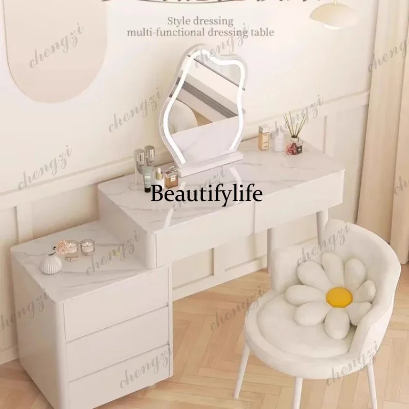 Фото Туалетный столик A49 Natural Nordic с зеркалом и местом для хранения, недорогой, для спальни, с сиденьем, гардеробный шкаф №4