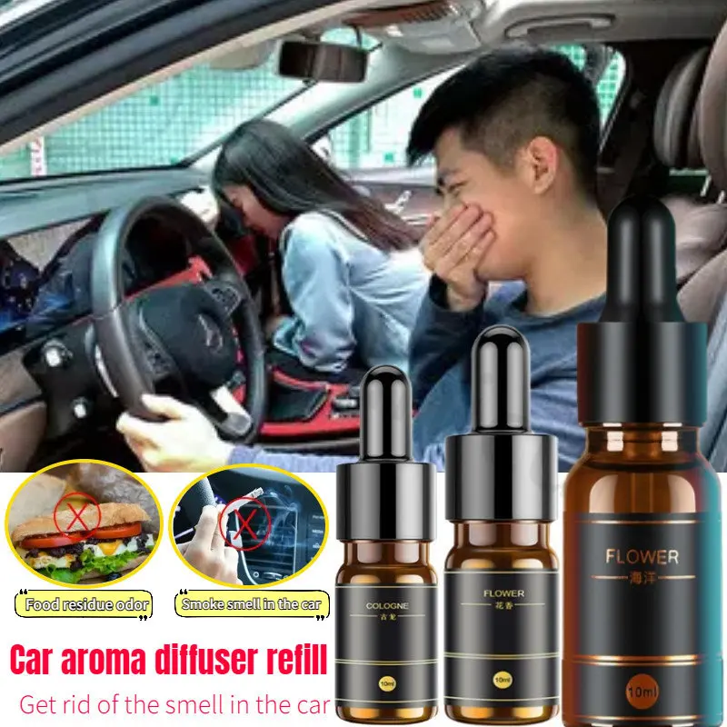 

1 Box of 3 Bottles of Car Aromatherapy Instrument Supplement Liquid Cologne with Dropper Air Freshener To Remove Odor In The Car