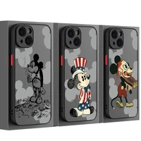 cute innocent mickey mouse for apple iphone 13 12 11 mini xs x pro max 8 7 6 plus frosted translucent funda phone case