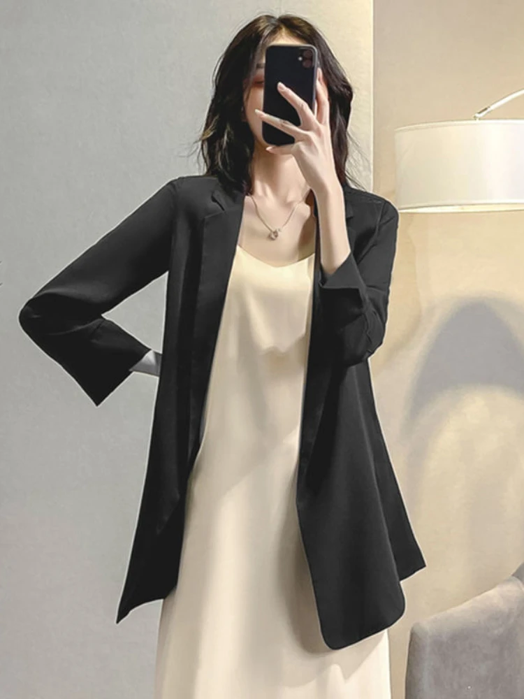Thin Chiffon Suit Coat Women's 2023 Summer New Korean Version Draping Casual Versatile Suit Top Jacket Women Blazer for Womens