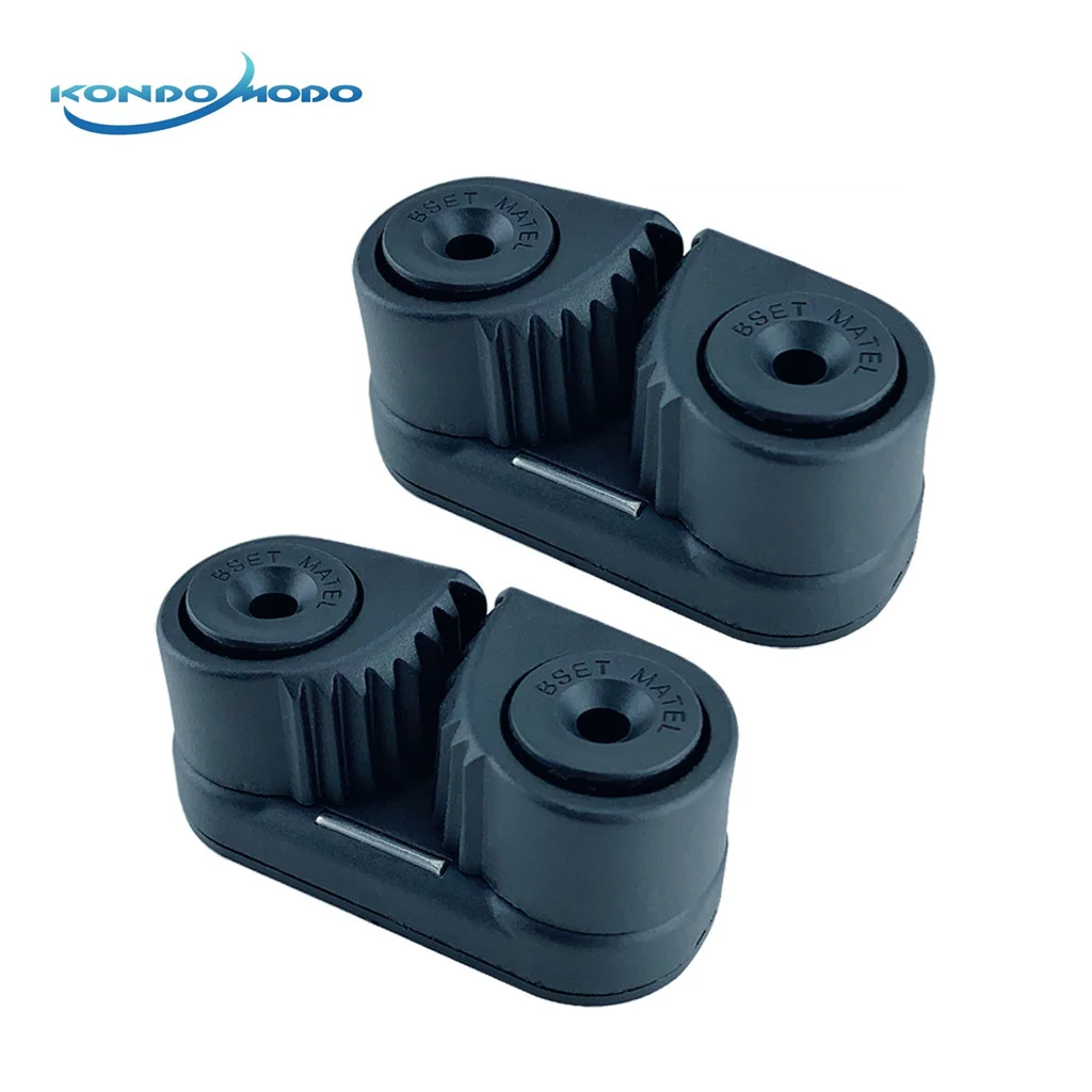 

2 PCS Black Double Nylon 2 Row Cam Cleat With Leading Rings Ball Bearings Rope Clamp for Pilates Equipment Marine Kayak Yacht