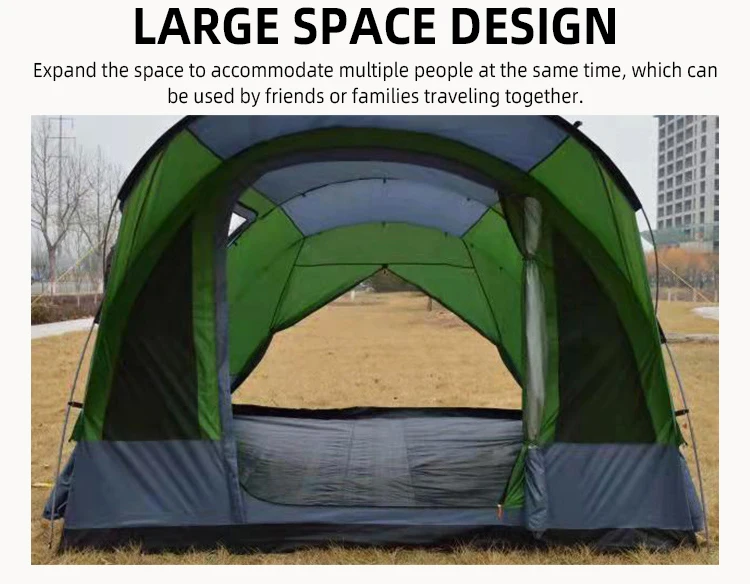 Семейная очень большая туннельная палатка для кемпинга уличные парусиновые